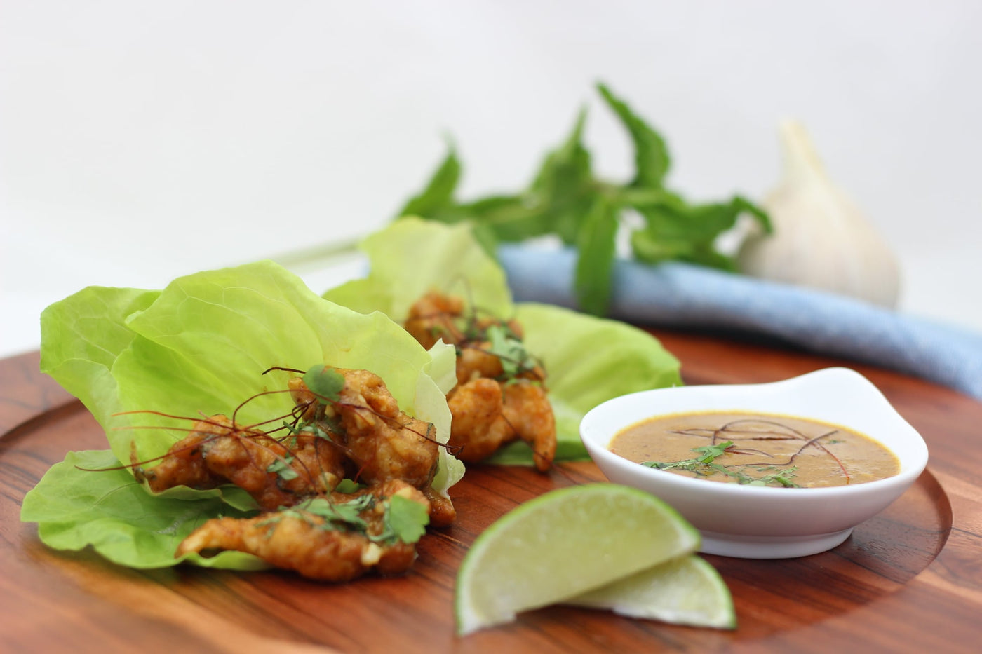 Shrimp Lettuce Wraps with Thai Curry