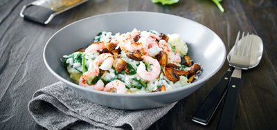 Risotto with Mushrooms, Spinach and Shrimp