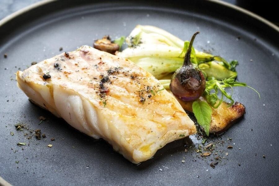 cooked black cod with herbs