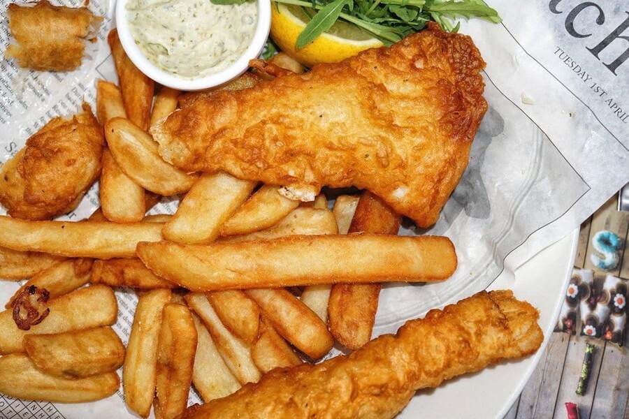 fish and chips with fried icelandic haddock and fries