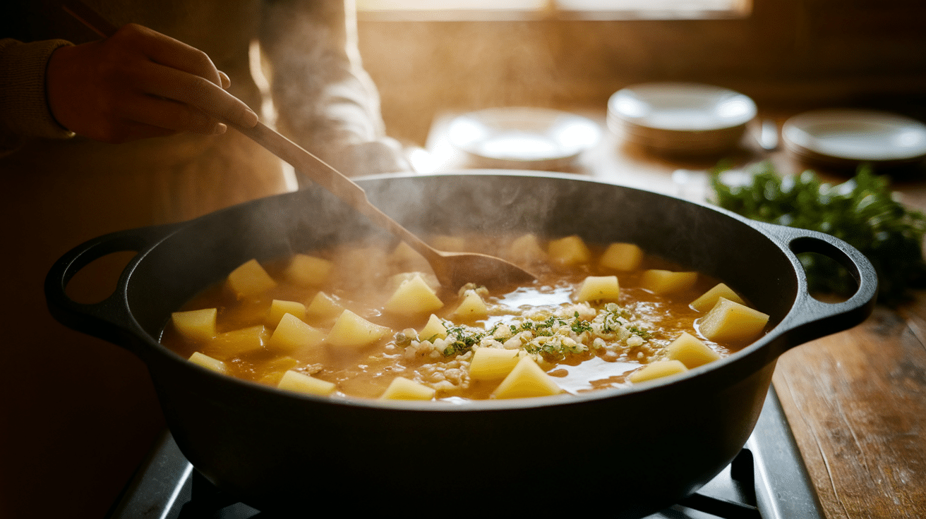 Add Potatoes and Broth