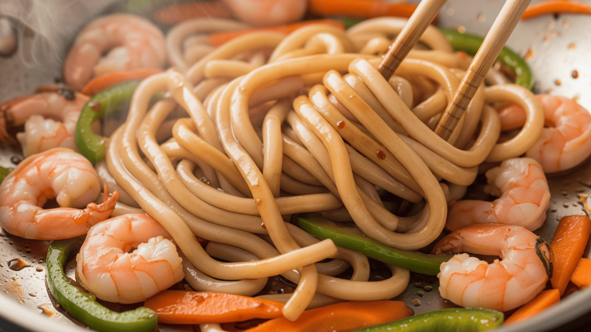 Combine the Noodles and Shrimp