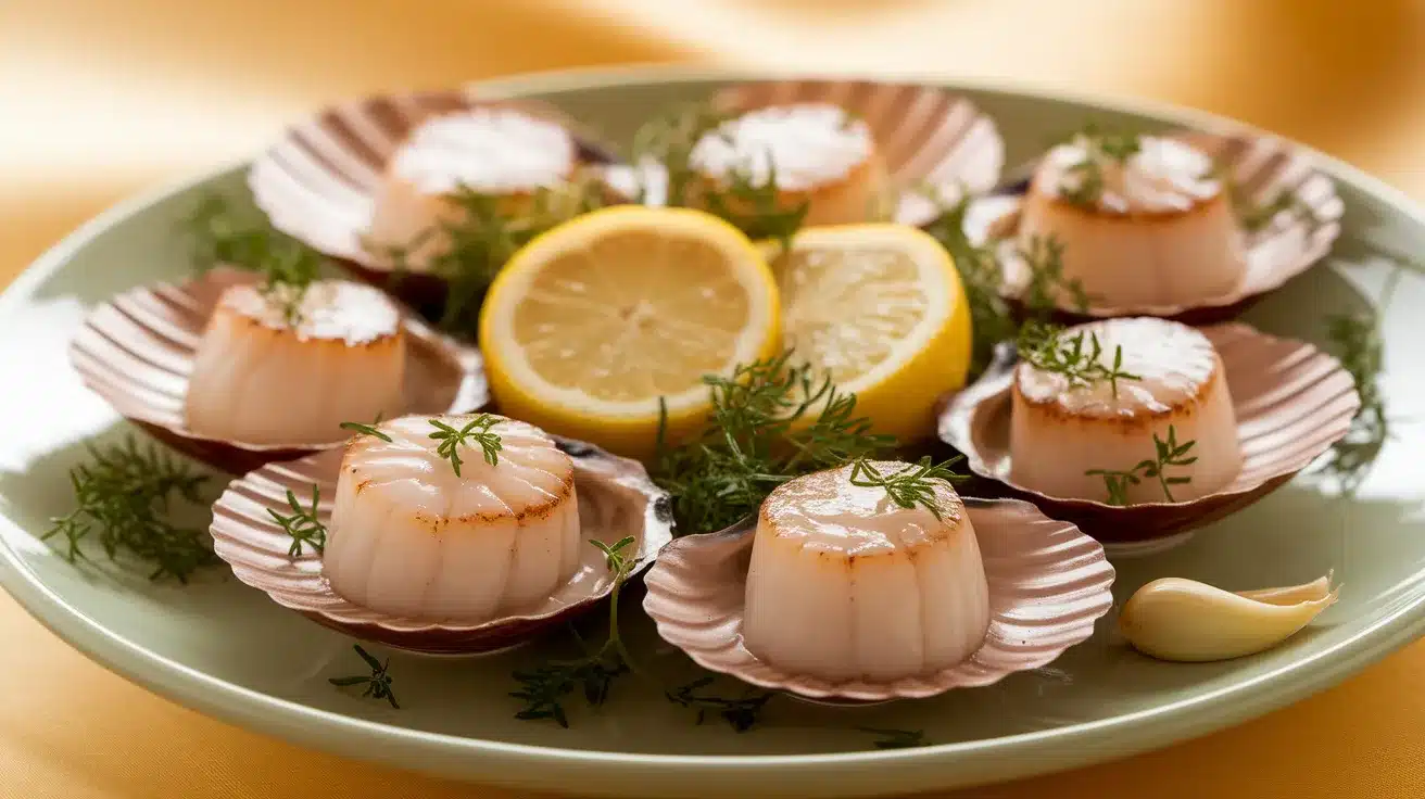 Simple Steamed Scallops with Lemon and Garlic