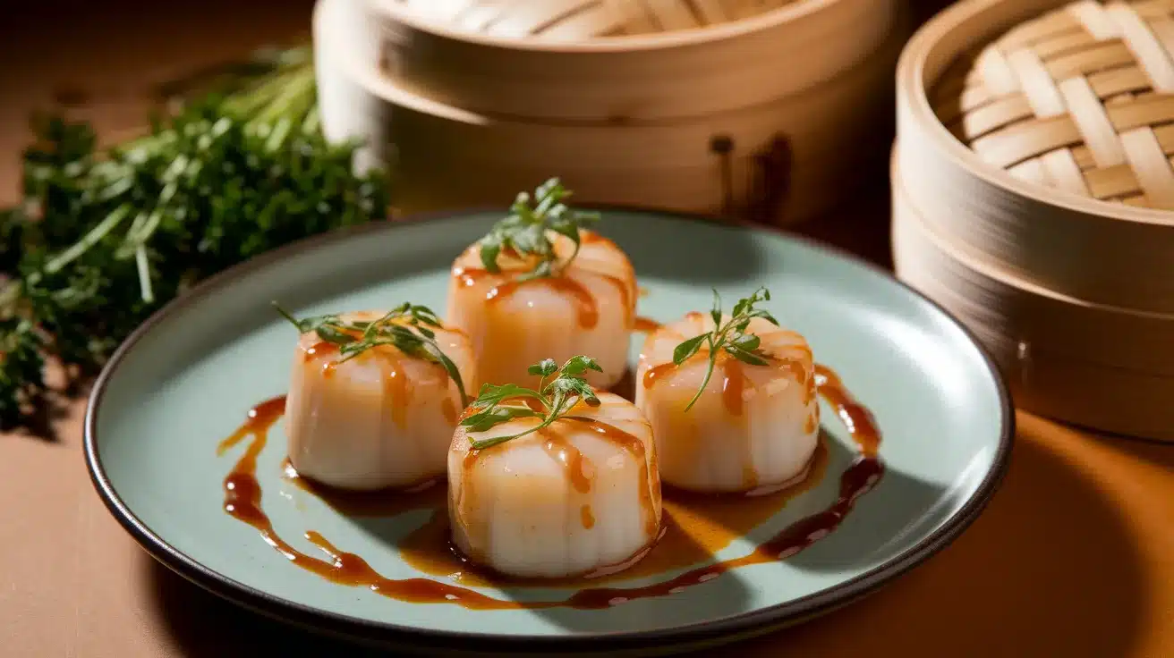 Steamed Scallops with Ginger and Soy Sauce
