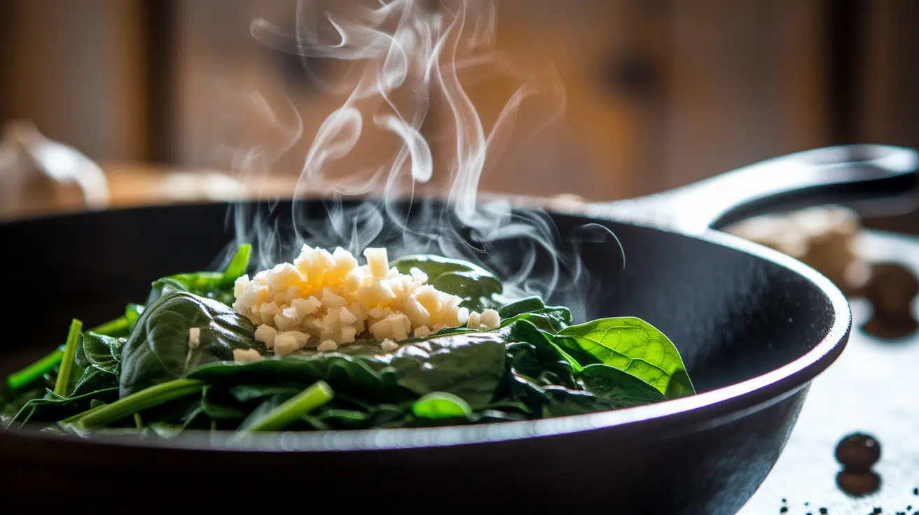 Sauté the Spinach and Garlic
