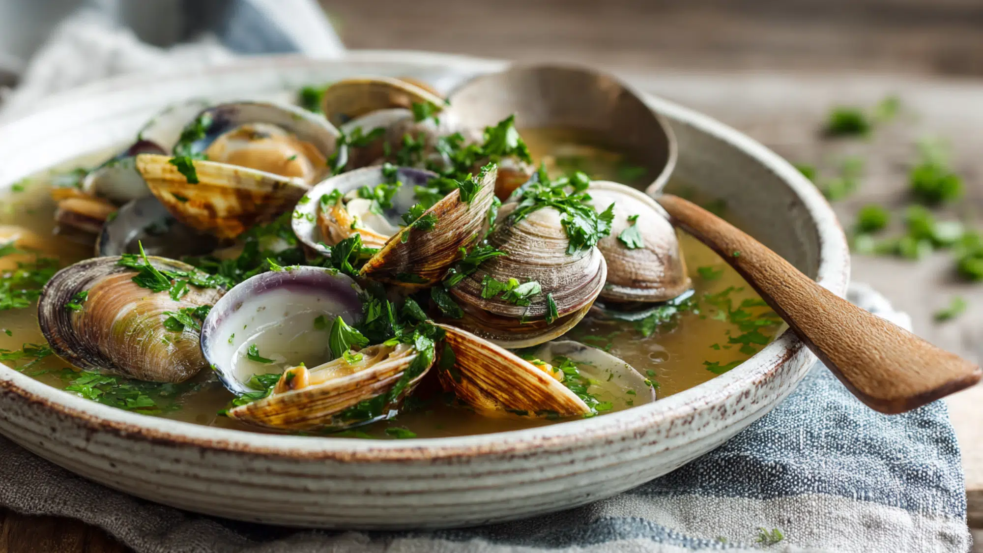Steamed Cockles in Ginger-Cilantro Broth
