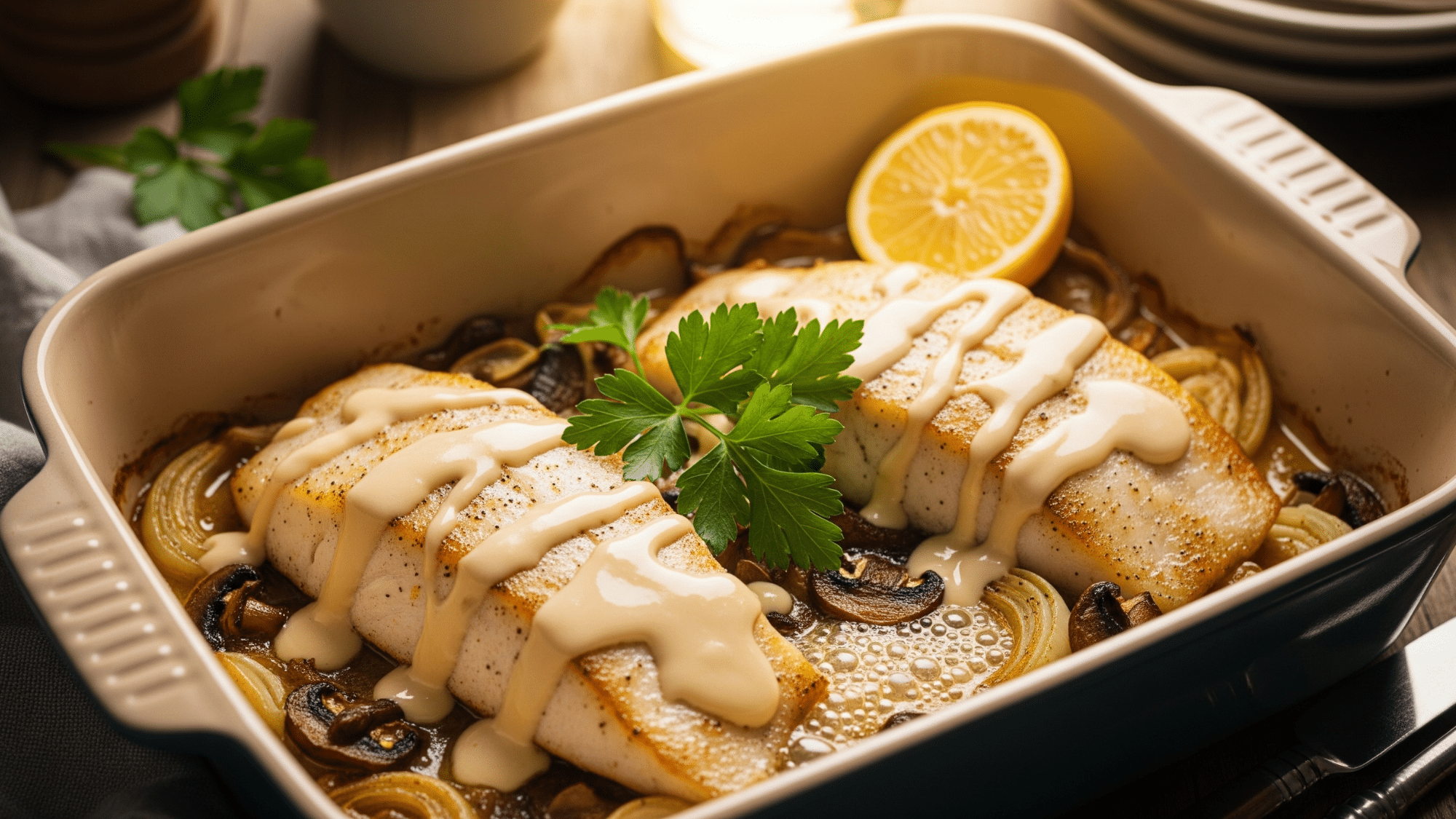 Baked Tahini Ling Cod