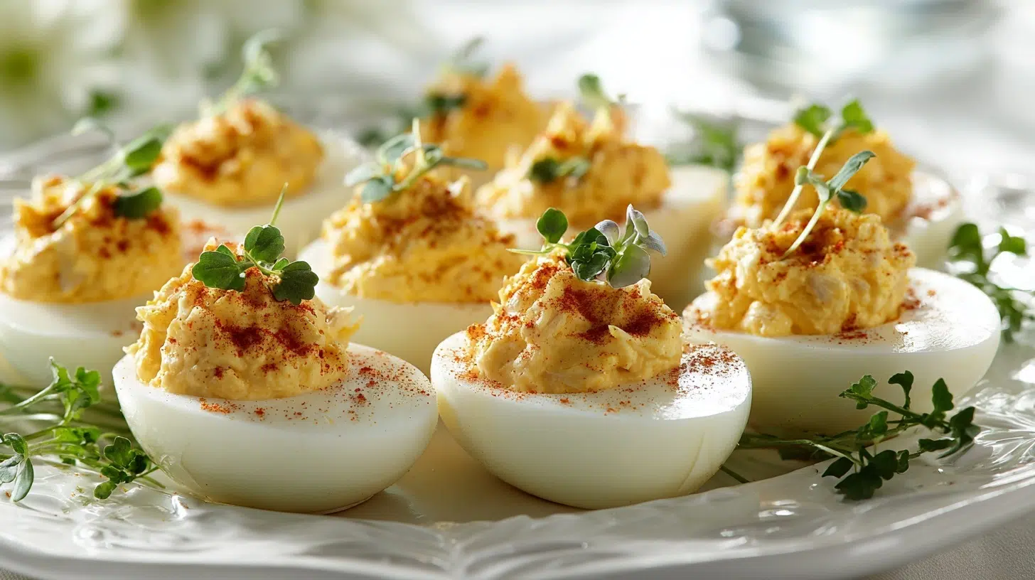 crab stuffed deviled eggs