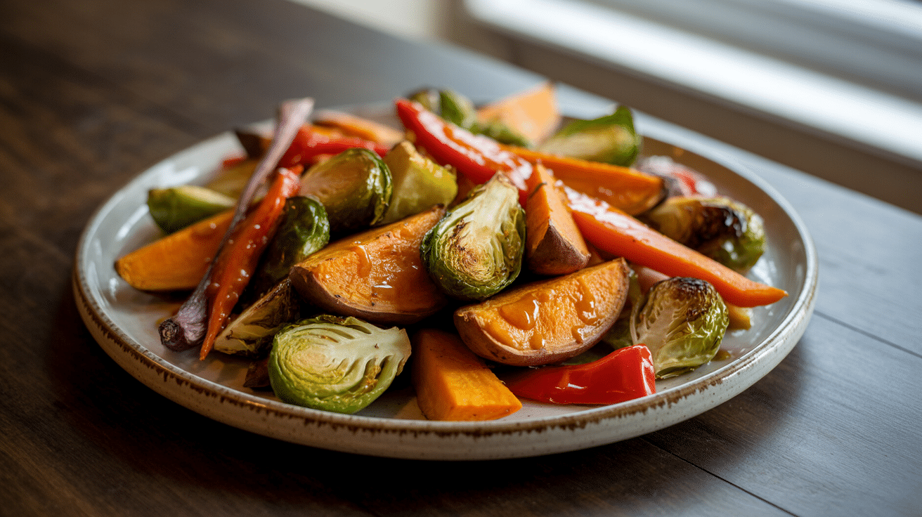 roasted vegetables carrots brussels sprouts or eggplant