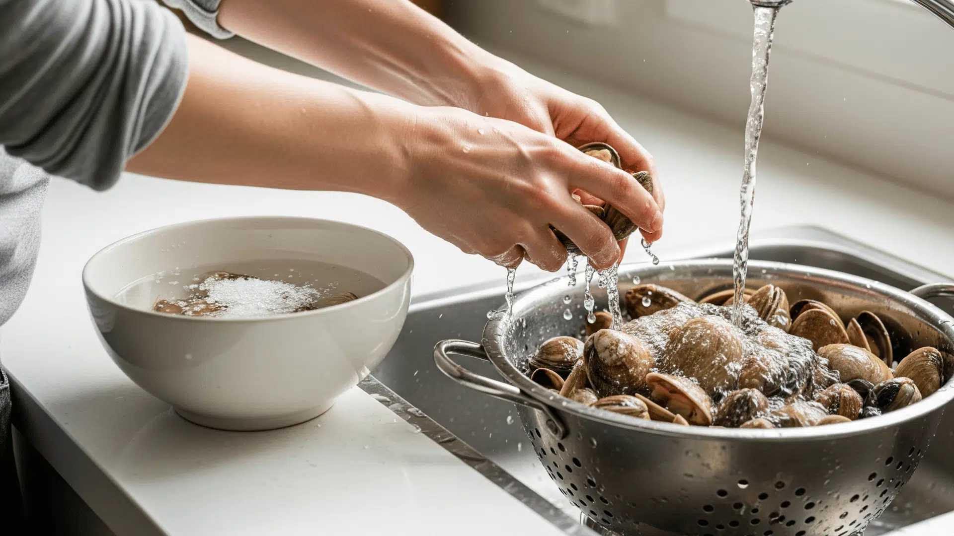 step 1 preparing and cleaning the clams