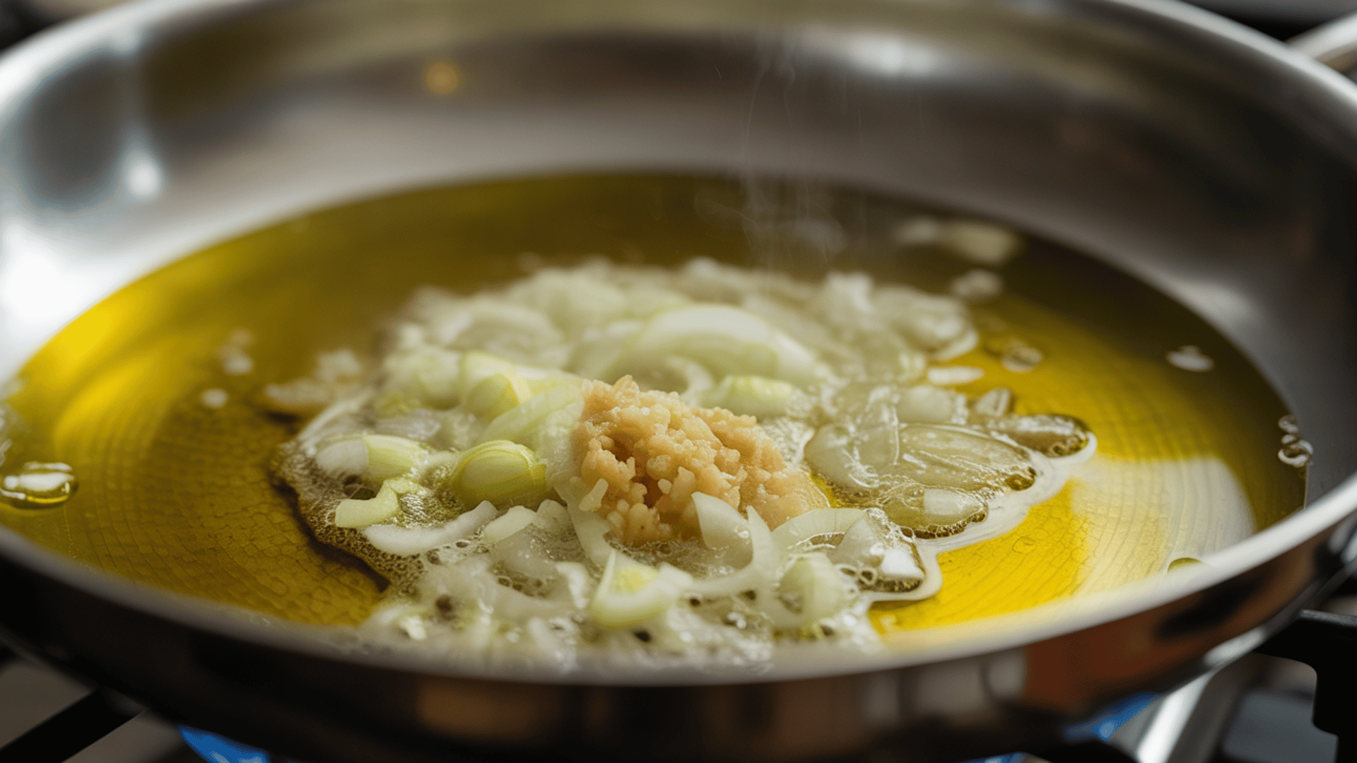 step 1 preparing the base with onion garlic and oil