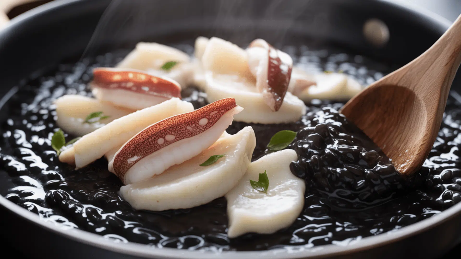 step 4 blending in the ink and seafood for depth