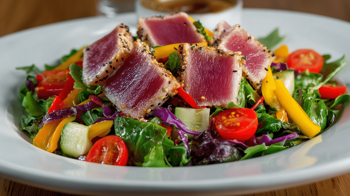 ahi tuna salad with ginger dressing