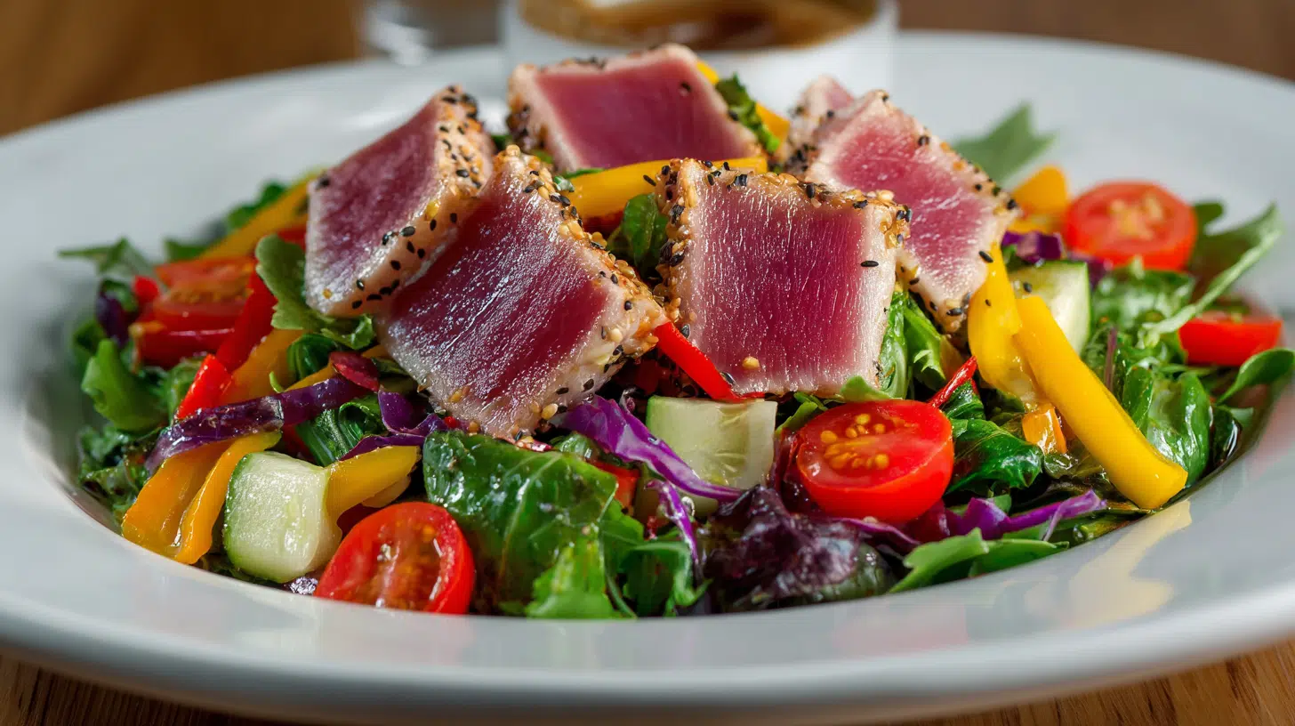 ahi tuna salad with ginger dressing