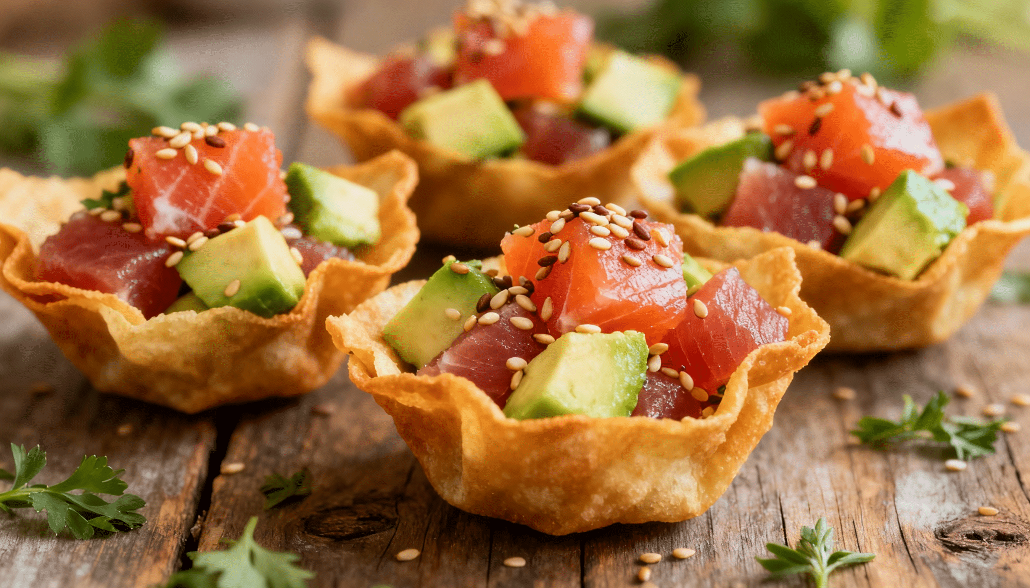ahi tuna wonton cups