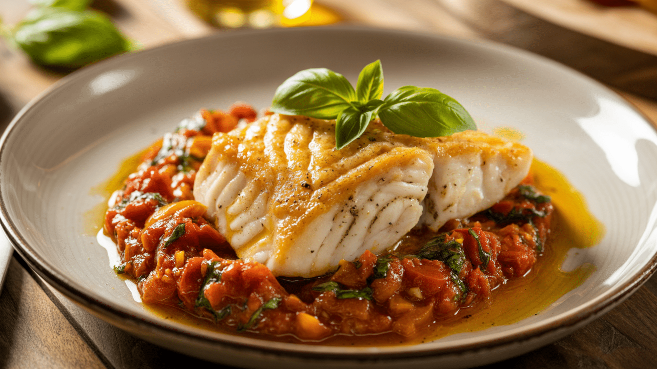 halibut in tomato basil sauce