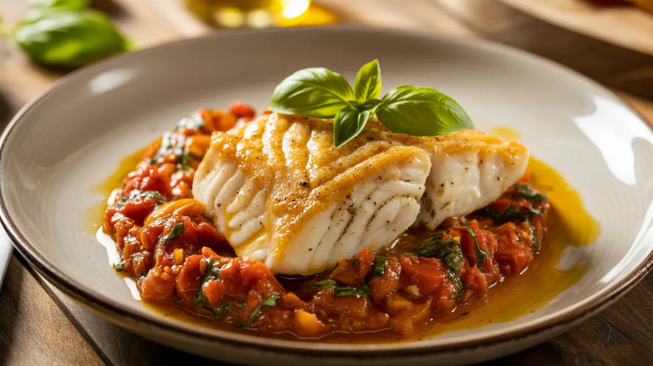 halibut in tomato basil sauce
