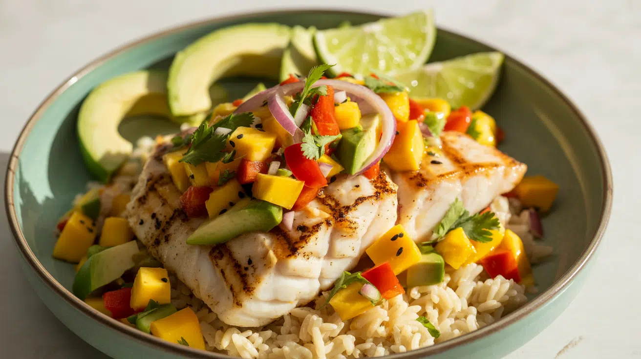 mahi mahi mango salsa bowl