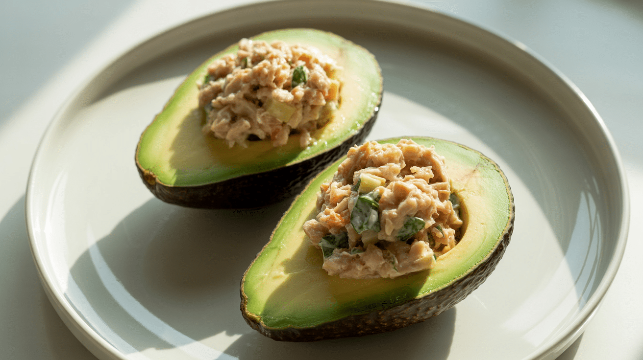 tuna stuffed avocado halves