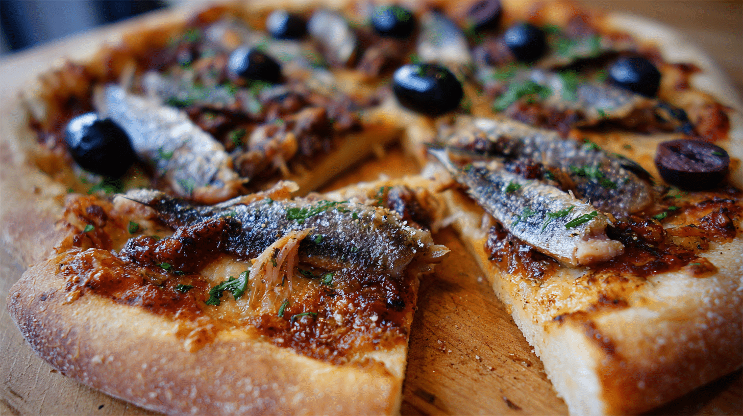 anchovy and olive pizza