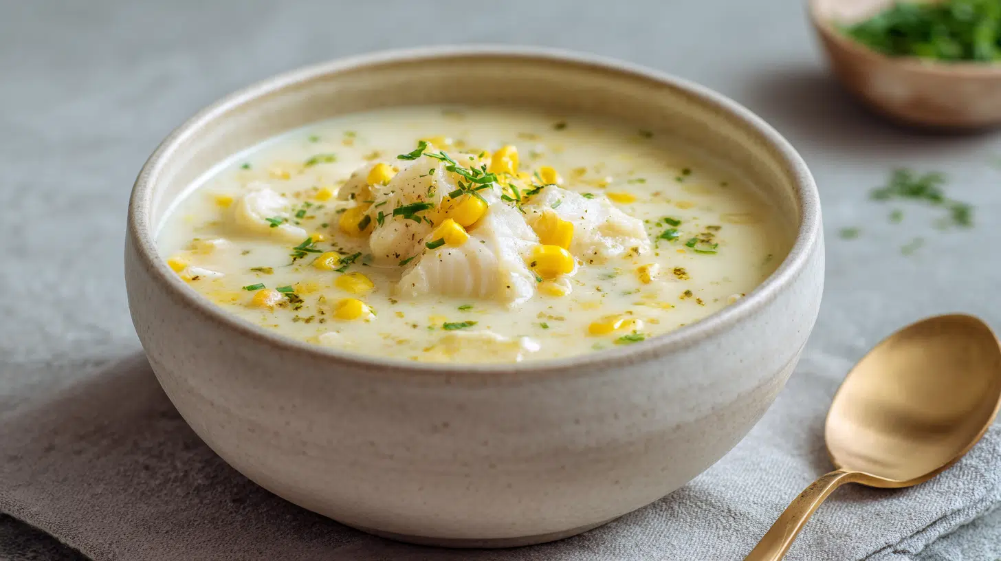creamy fish and corn soup