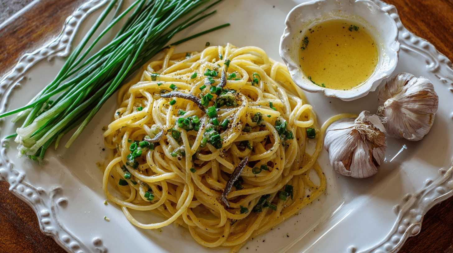 lemon anchovy pasta with olive oil