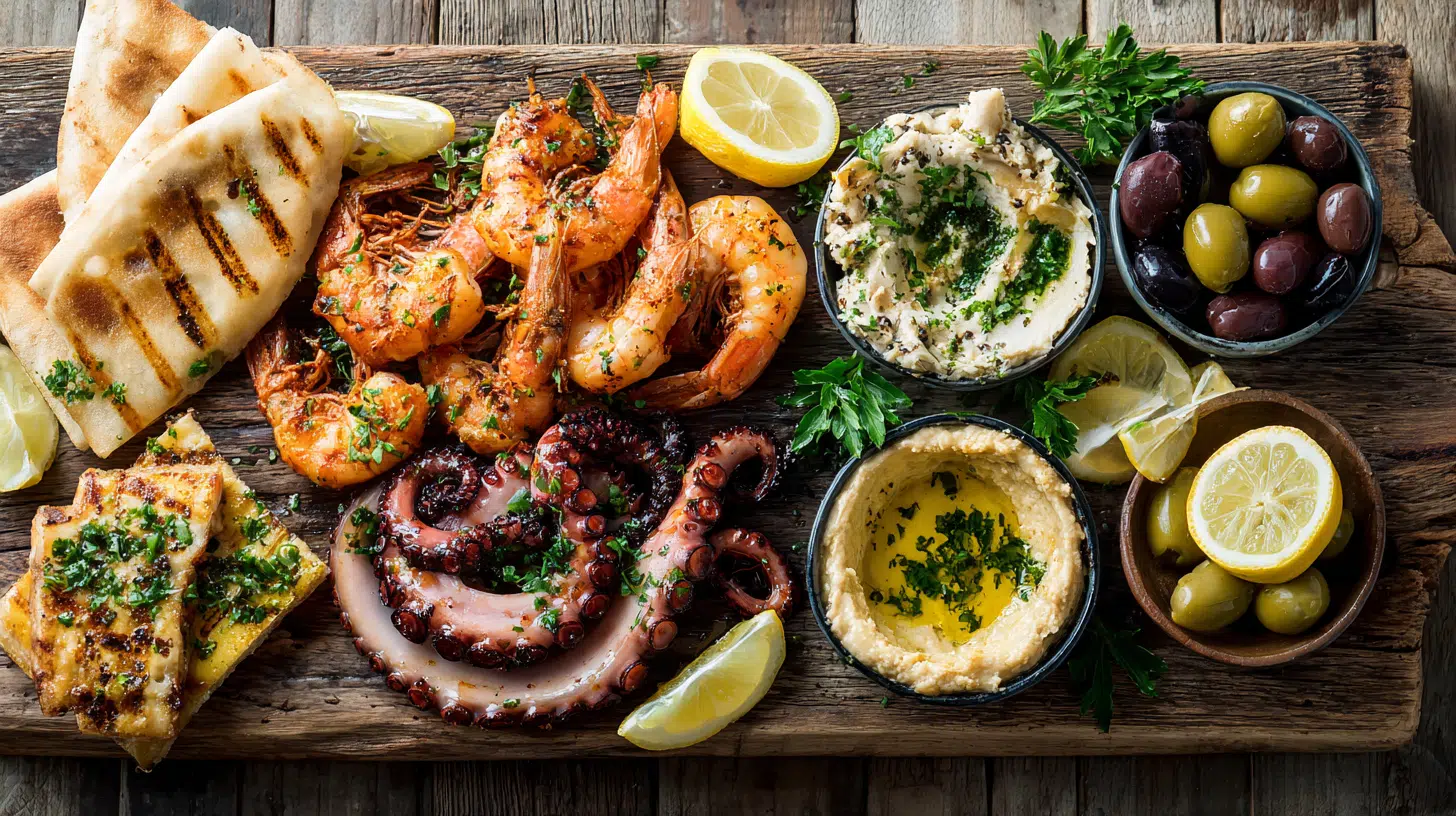 mediterranean seafood mezze platter