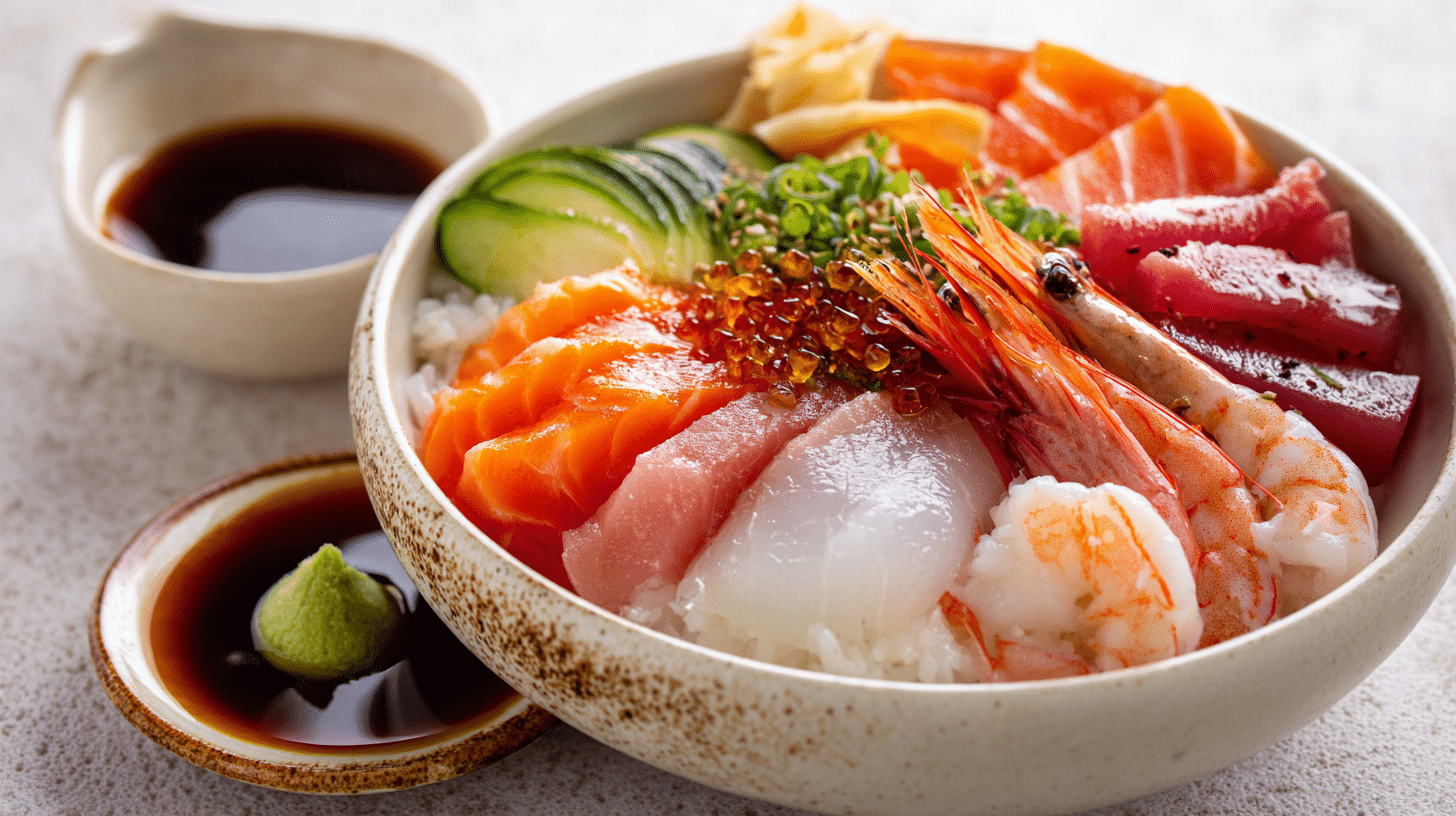 mixed seafood chirashi bowl