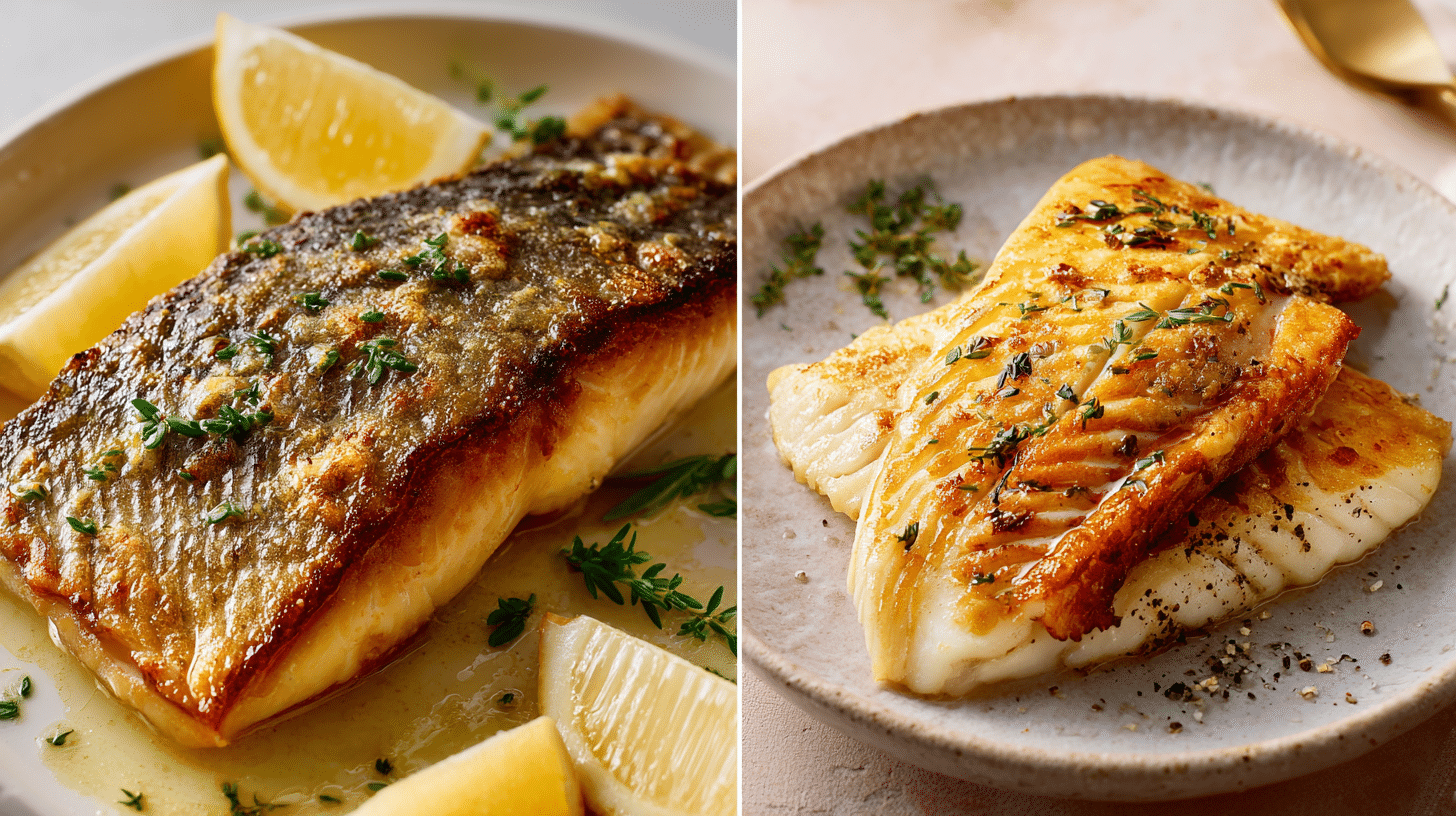 pan seared sea bass with skin vs no skin