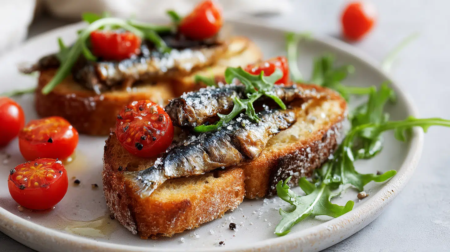sardines on toast with olive oil