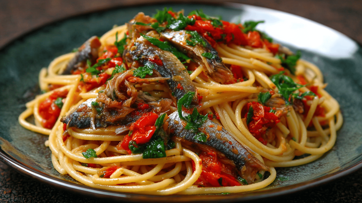 sardines tossed with pasta