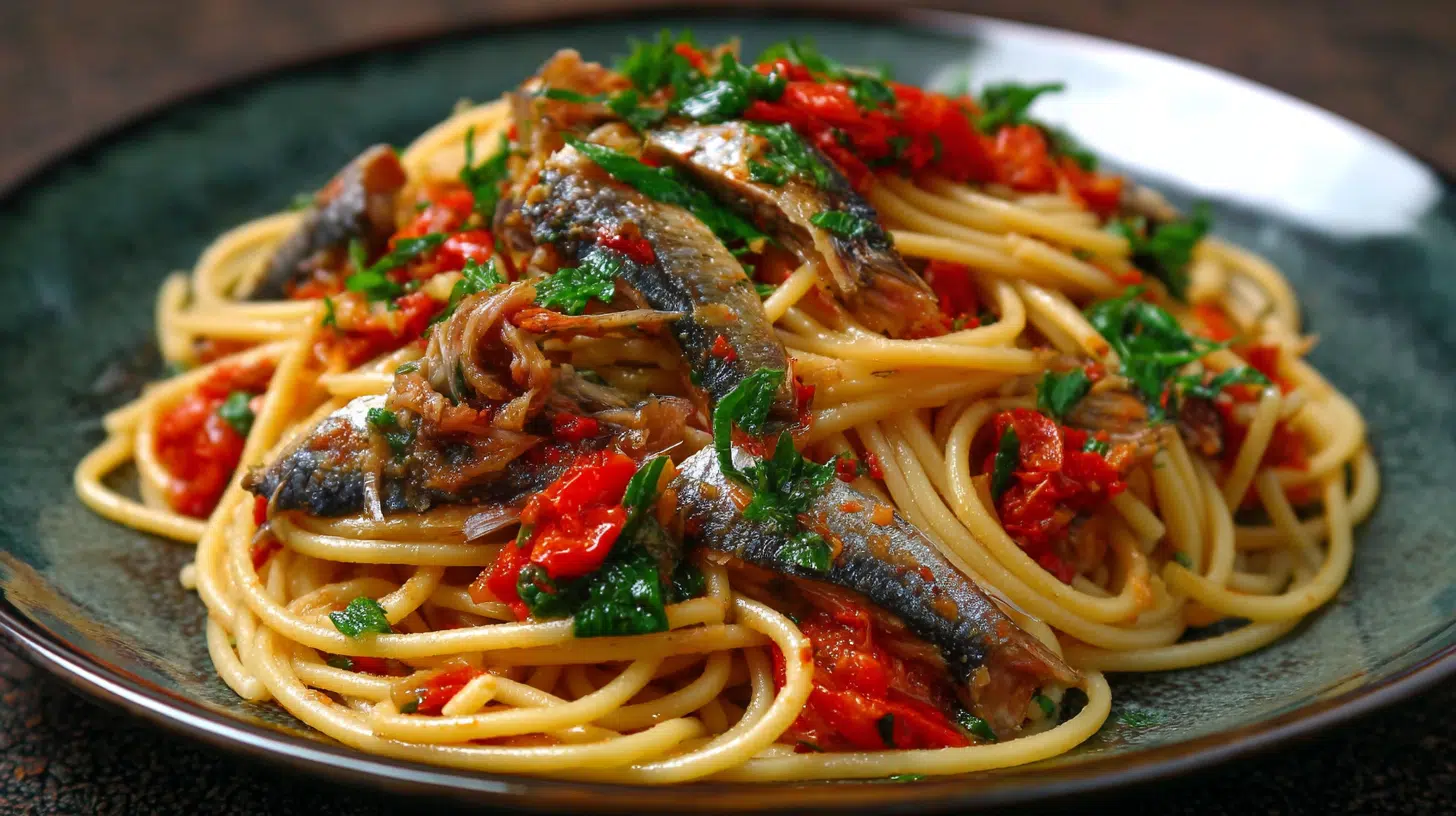 sardines tossed with pasta