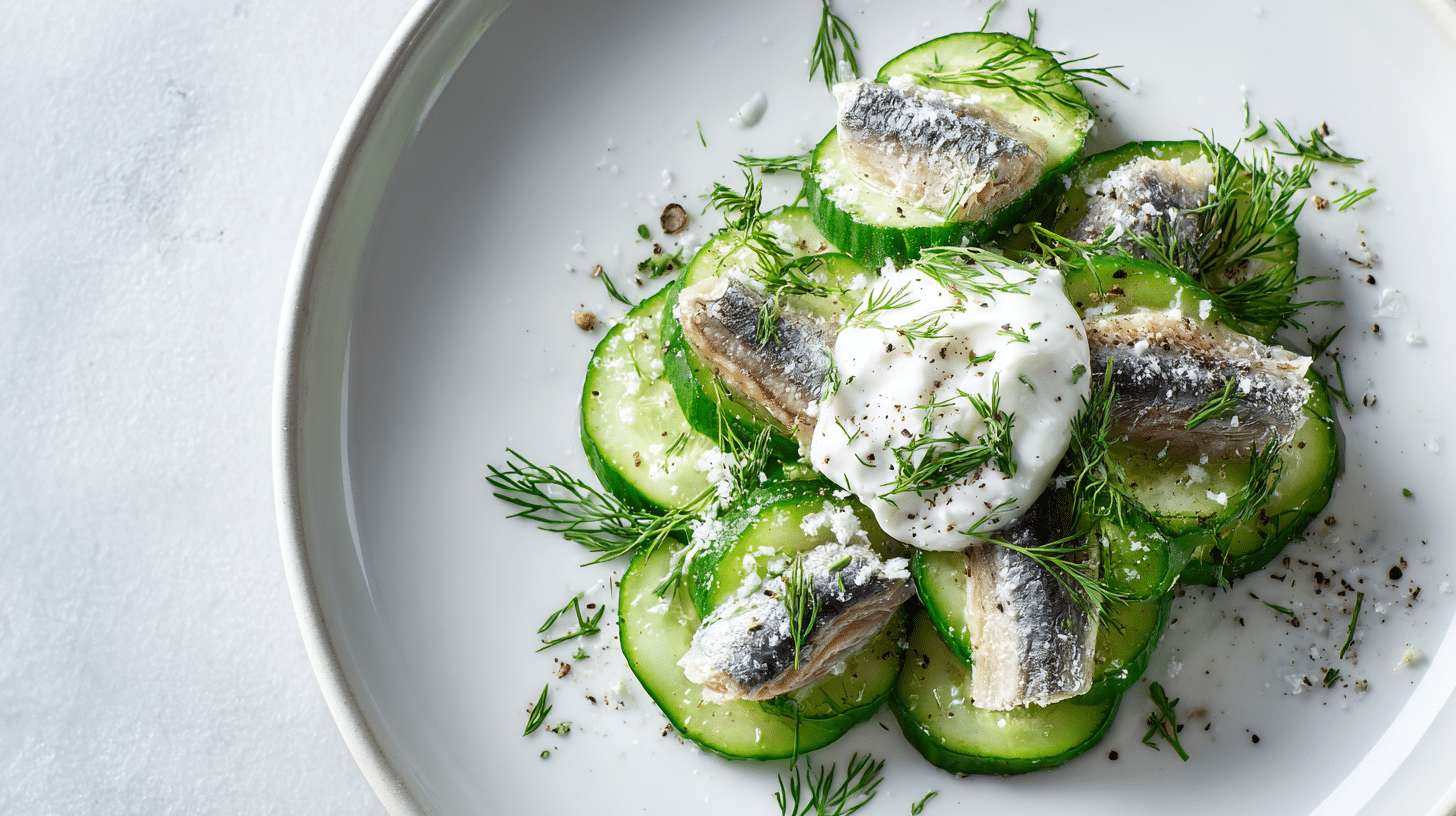 sardines with cucumber and yogurt