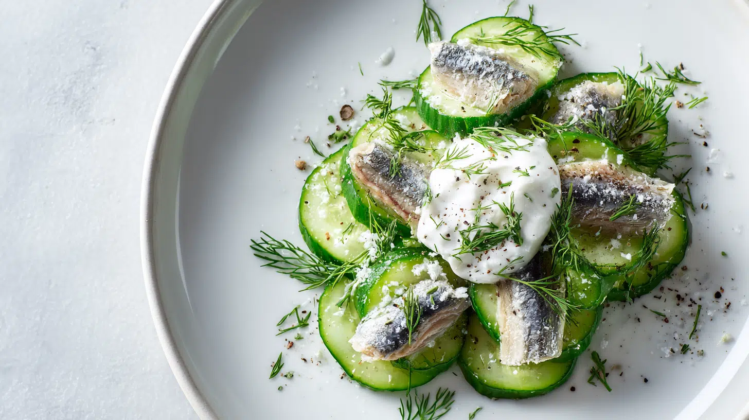 sardines with cucumber and yogurt