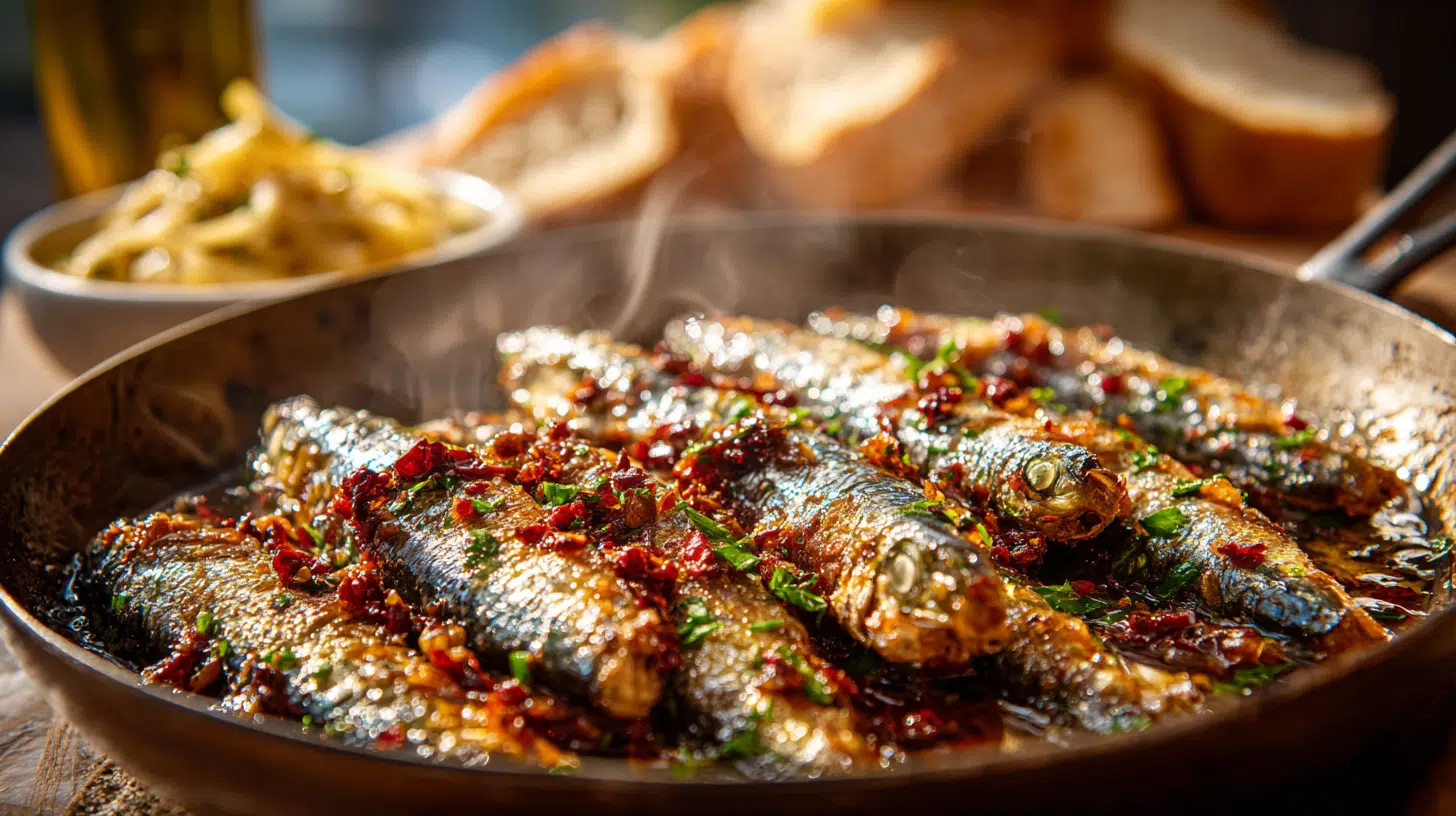 sardines with garlic and chili flakes