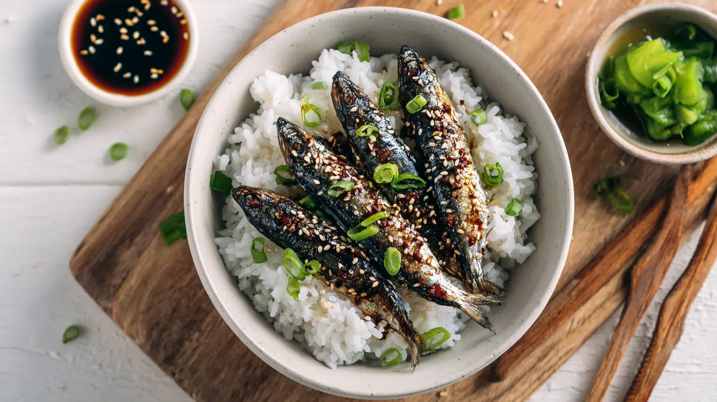 sardines with soy sauce and sesame
