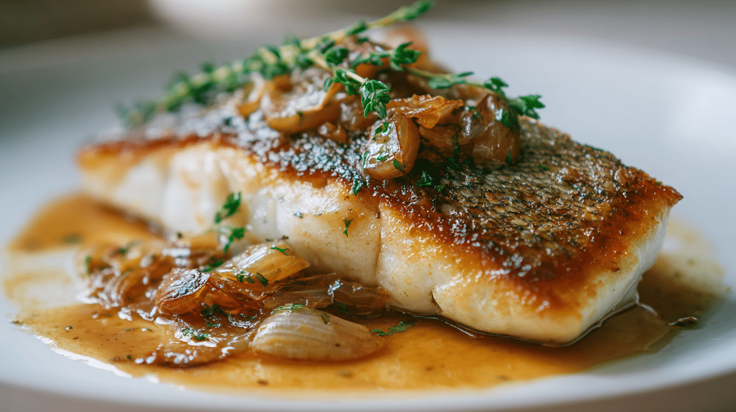 sea bass with shallot butter sauce