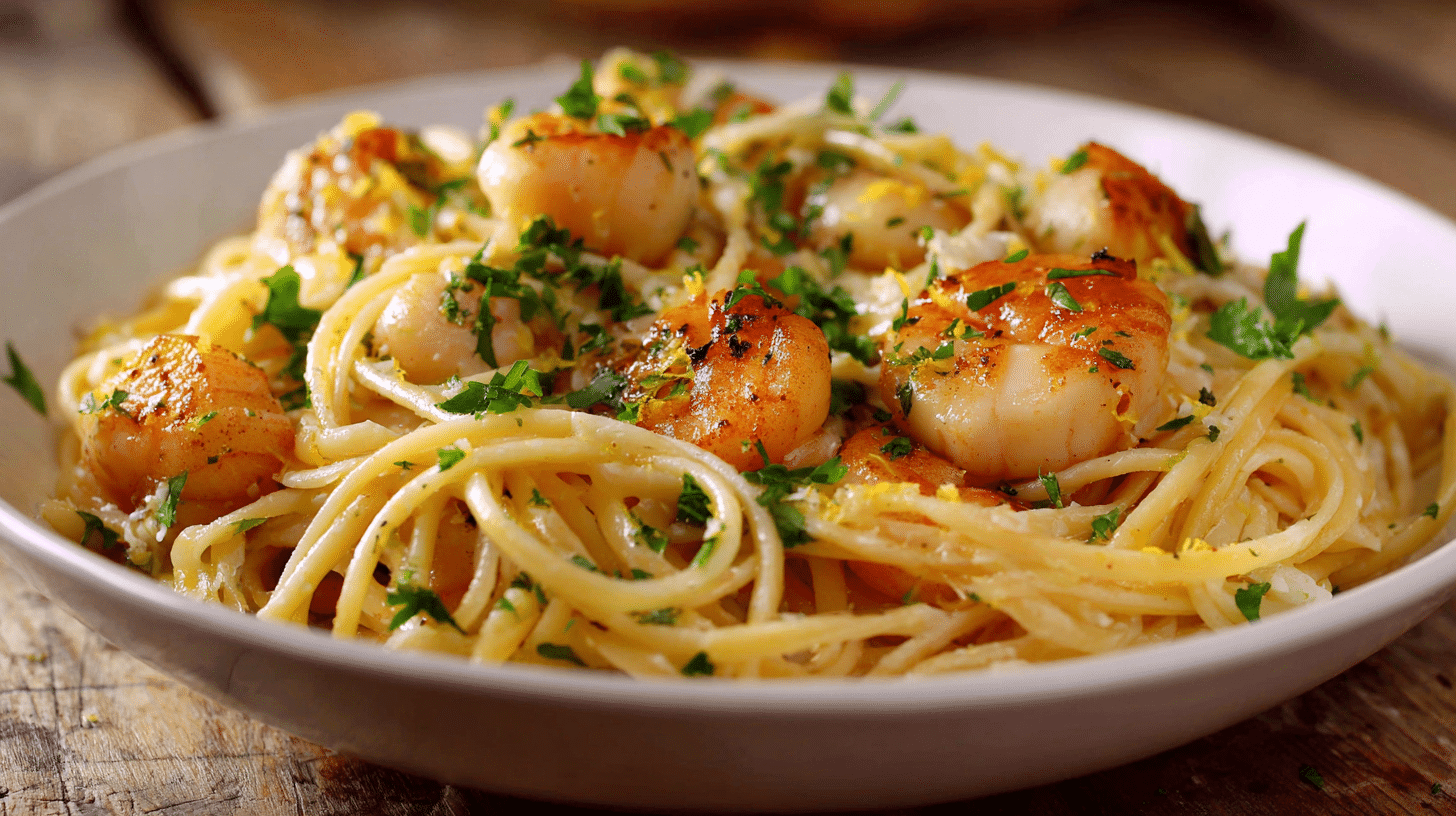 seafood linguine with white wine sauce