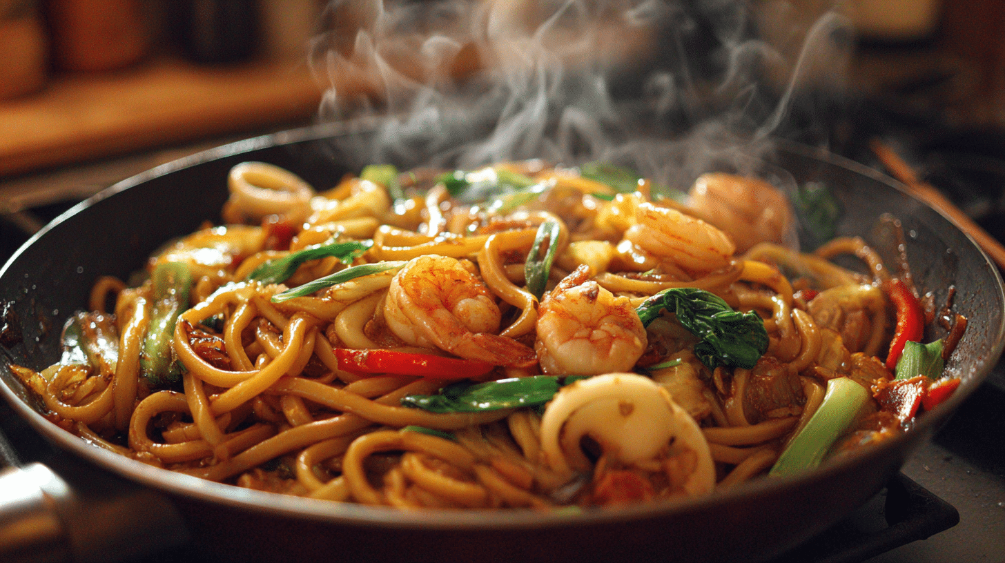 seafood udon stir fry
