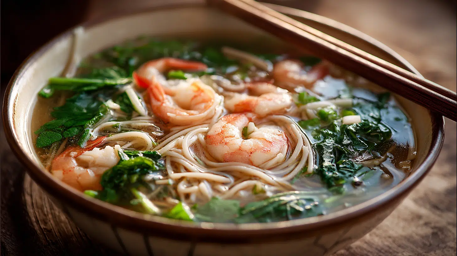 shrimp noodle seafood soup