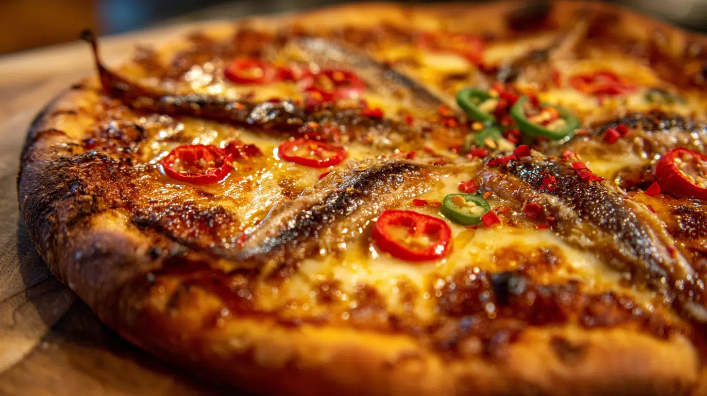 spicy anchovy pizza