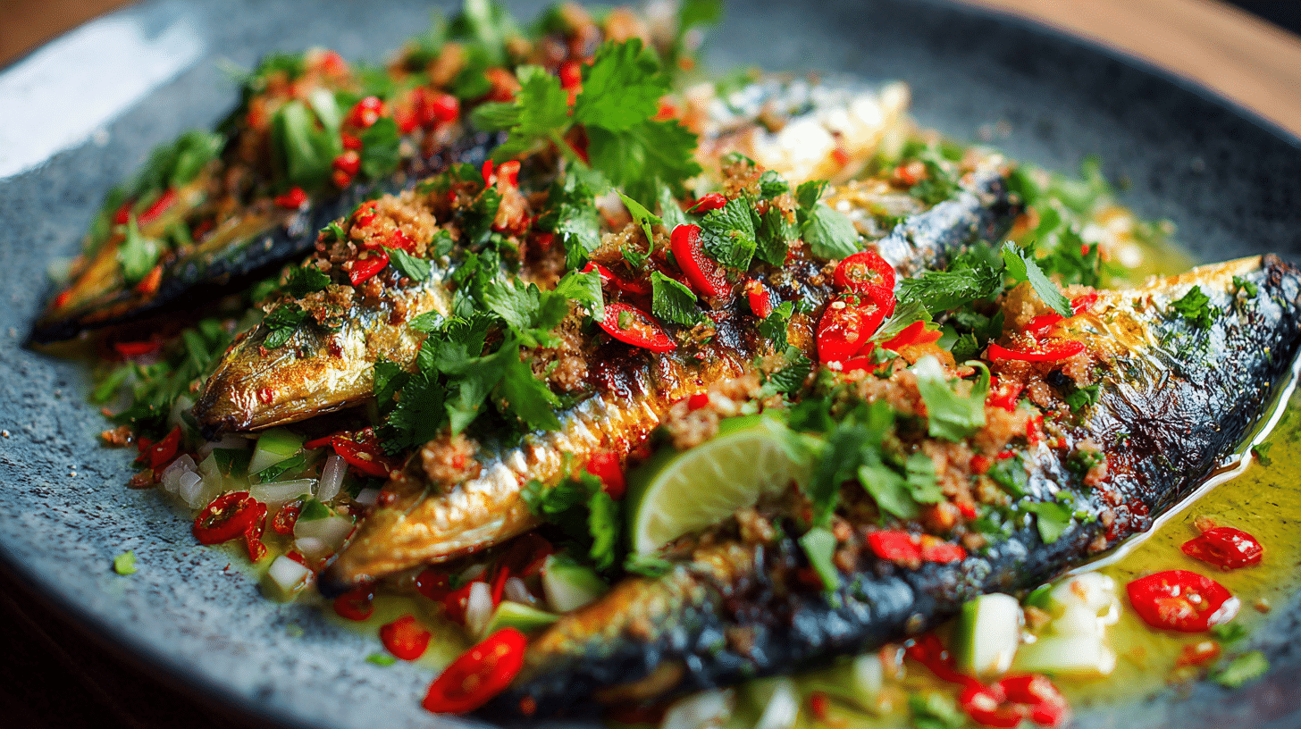 thai style mackerel with chili and lime