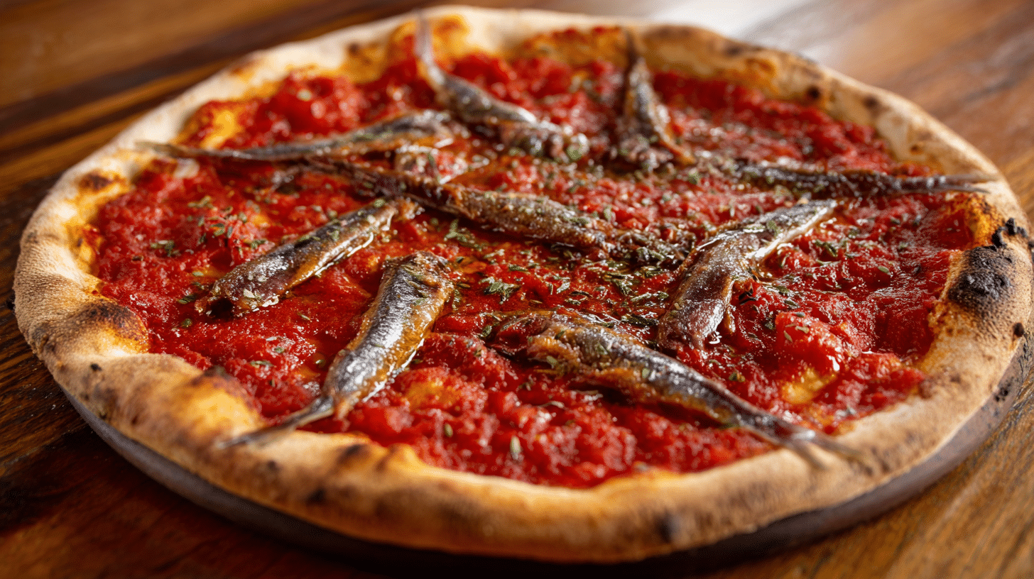 traditional italian anchovy pizza