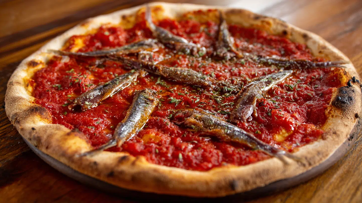 traditional italian anchovy pizza