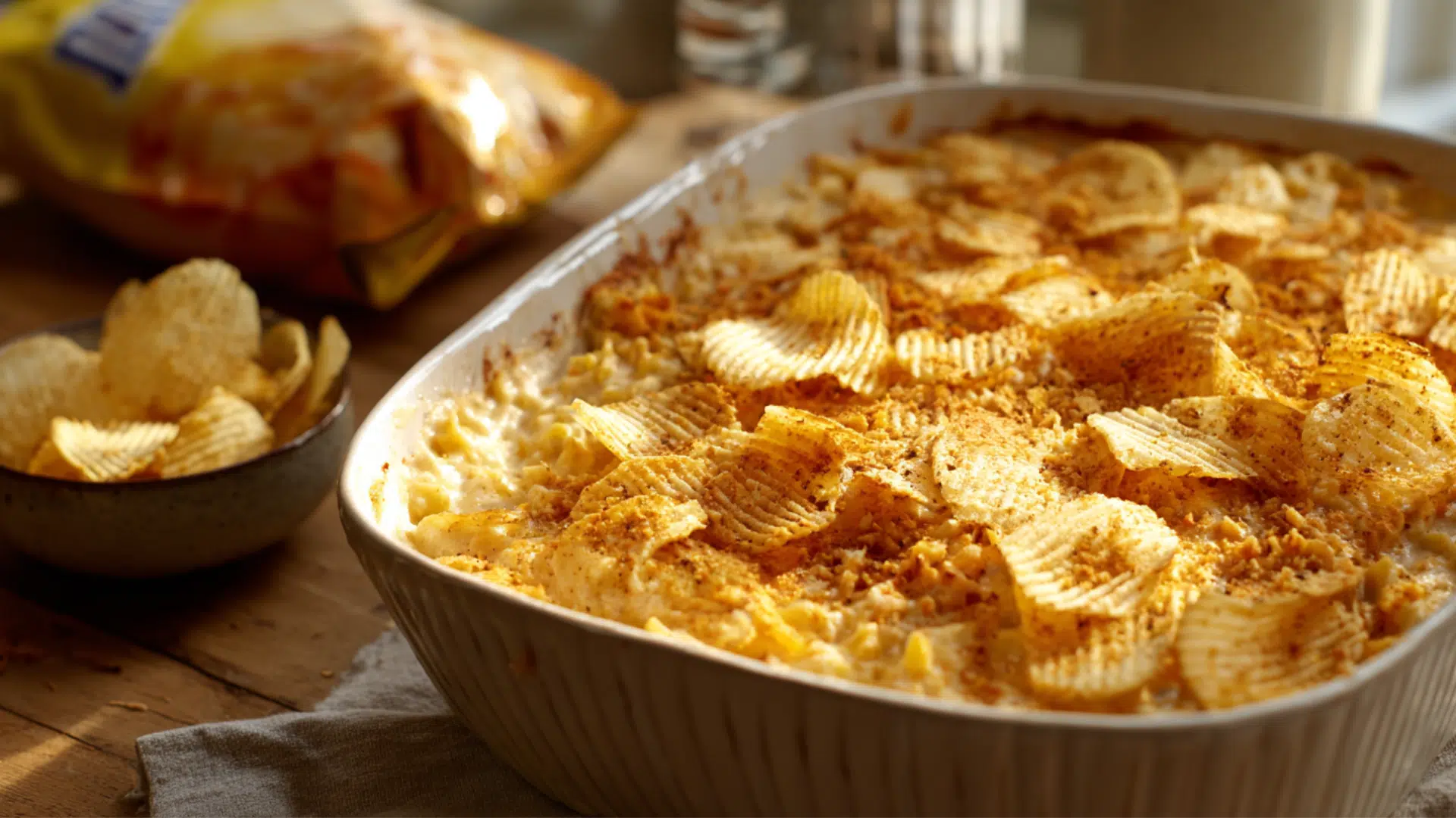 tuna casserole with potato chips