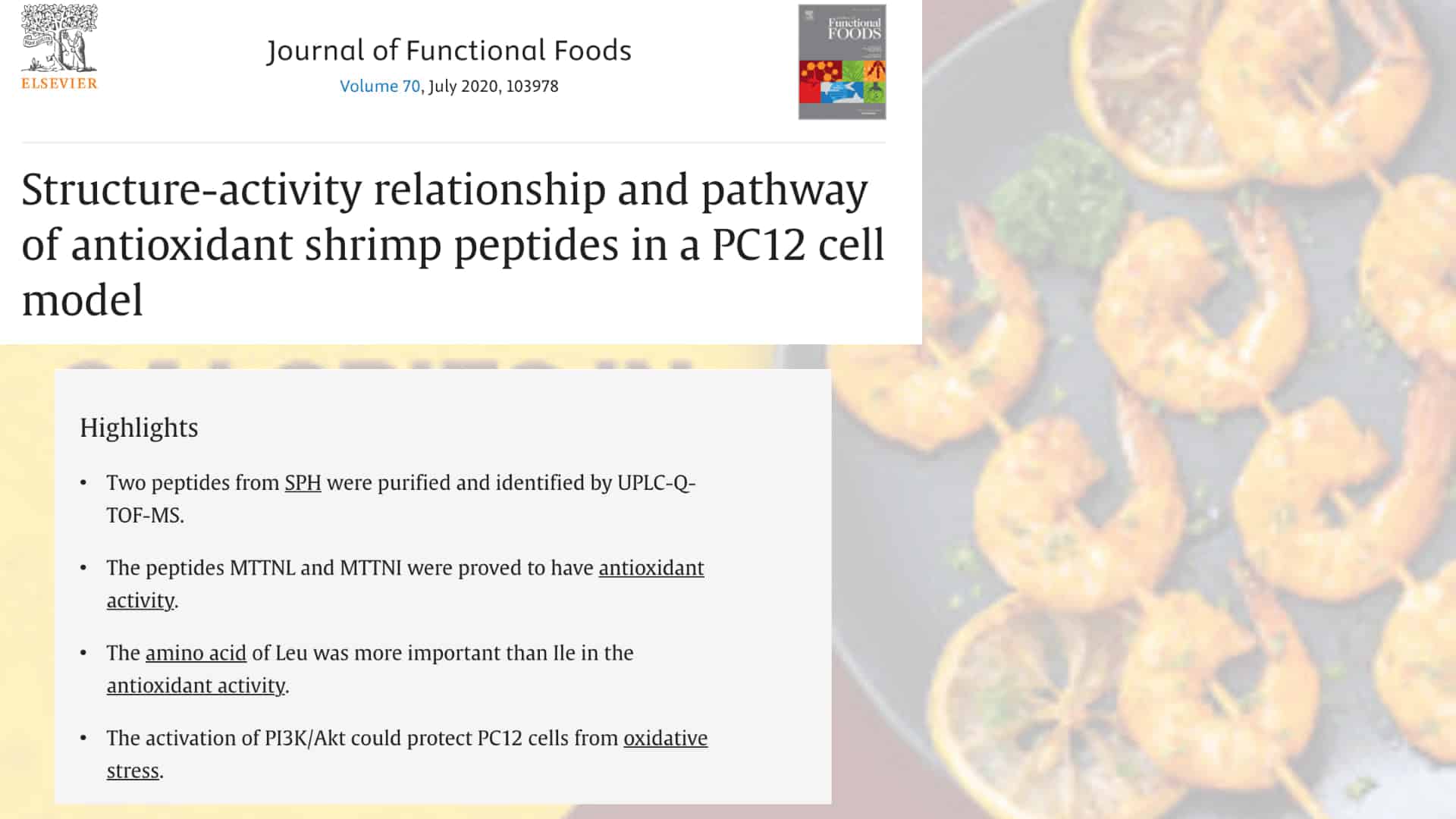 Shrimp image with text explaining it is a complete protein source