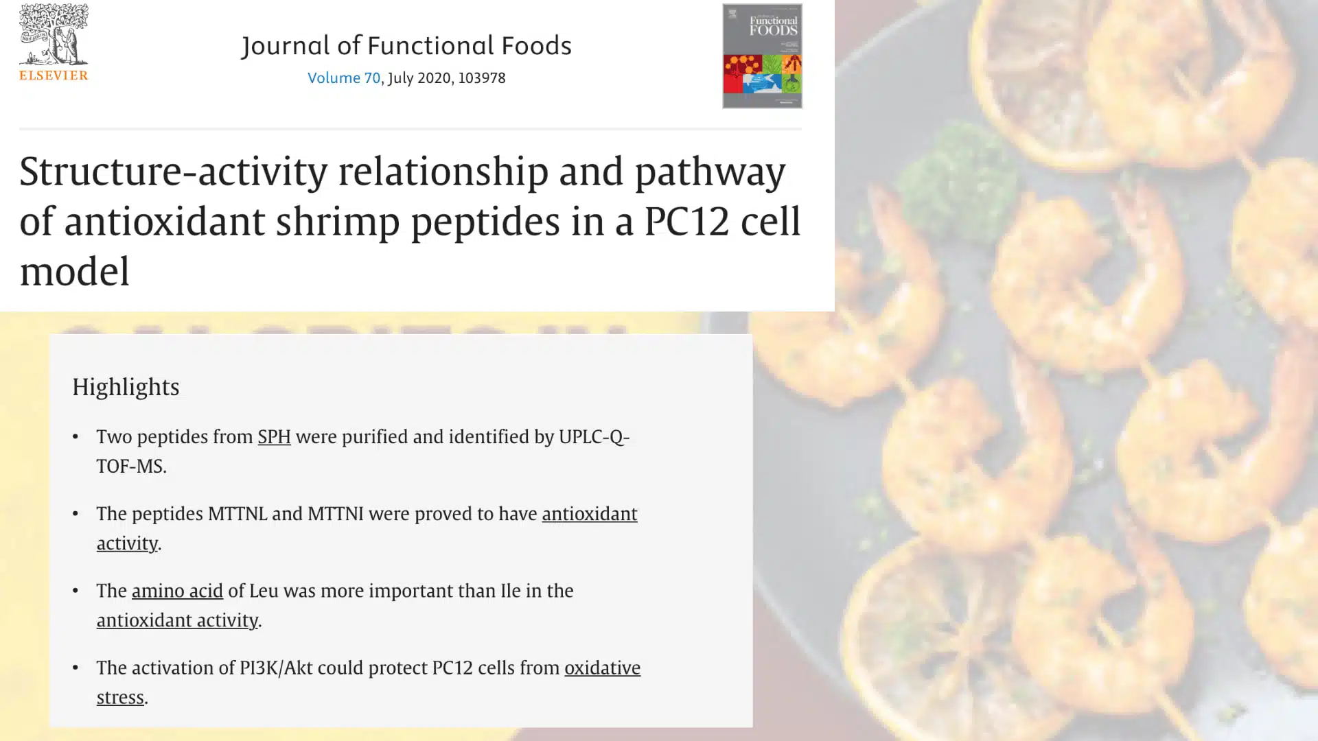 Shrimp image with text explaining it is a complete protein source