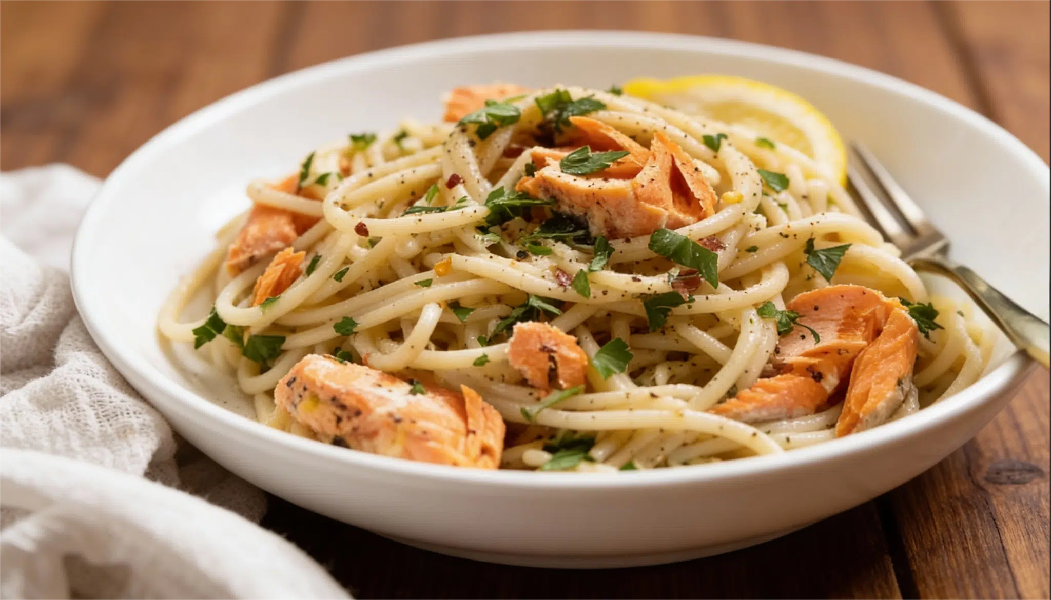 lemon garlic salmon pasta