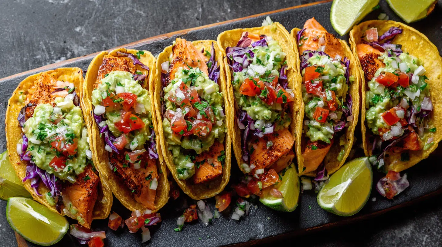 flavor packed salmon tacos with avocado salsa recipe
