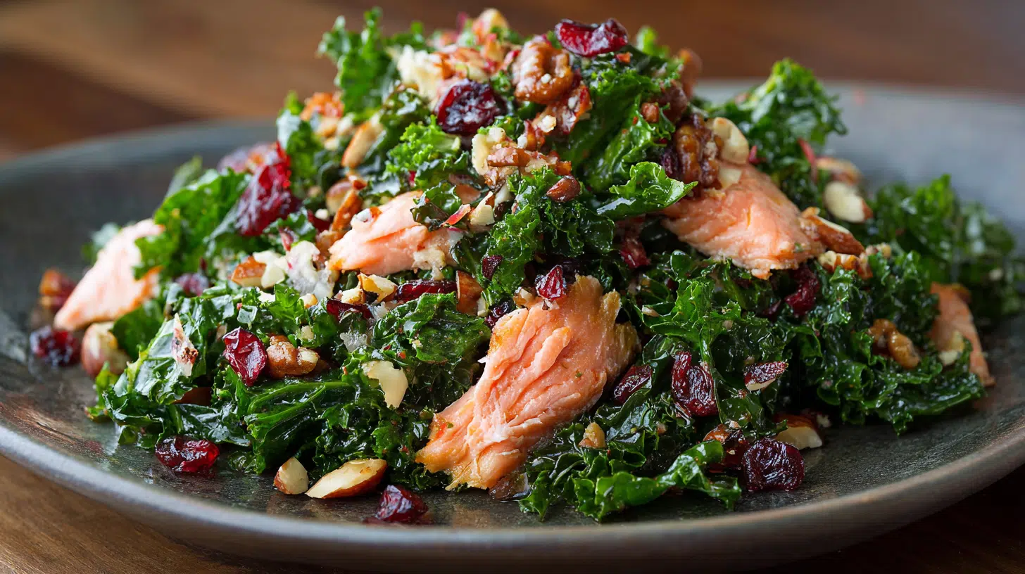 kale salad with salmon